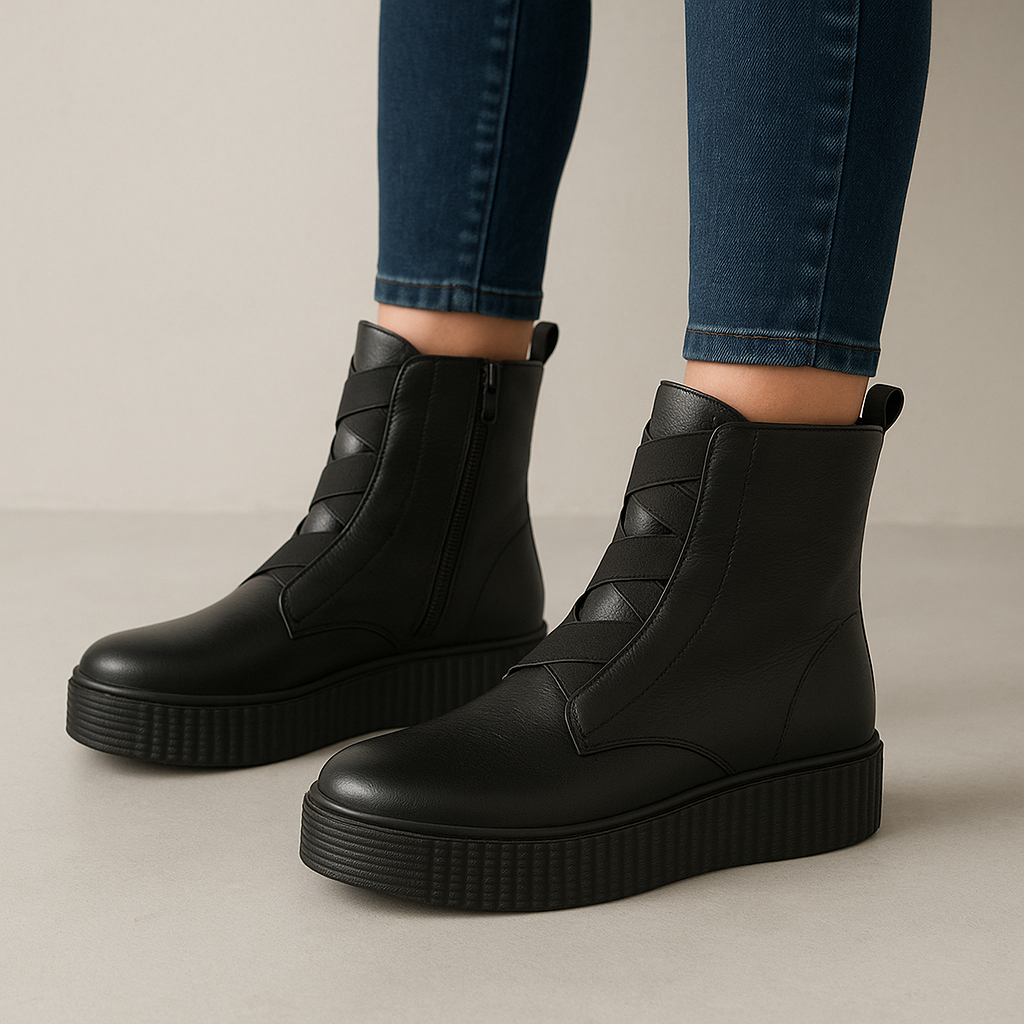 Shop Alfie Evie Date Black Women Leather Boots Collective Shoes NZ