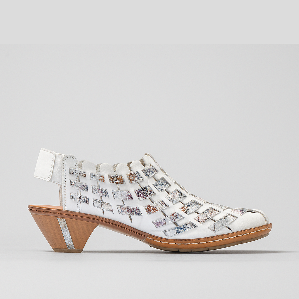 Rieker Women's 46778-80 Woven Heels- White Combi