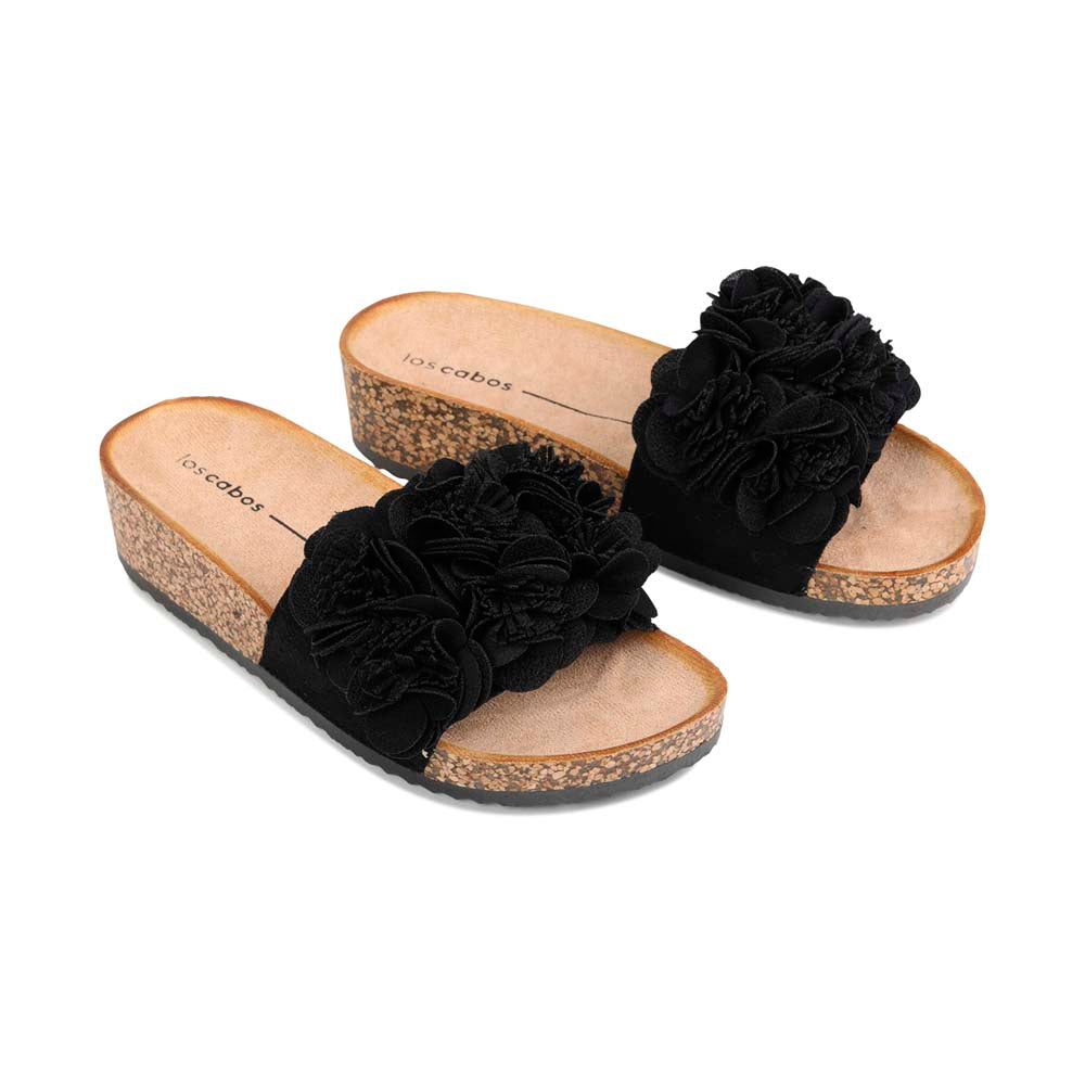 LOS CABOS CORSAGE BLACK - Women Slides - Collective Shoes