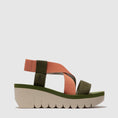 Load image into Gallery viewer, FLY LONDON YABI ARMY GREEN TEA ROSE - Women Sandals - Collective Shoes