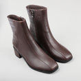 Load image into Gallery viewer, Le Sansa Spike Choco boots with chocolate-colored crocodile print, stylish and textured footwear for casual or trendy outfits.
