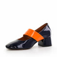 Load image into Gallery viewer, BRESLEY PAGODA NAVY ORANGE PAT - Women Sandals - Collective Shoes