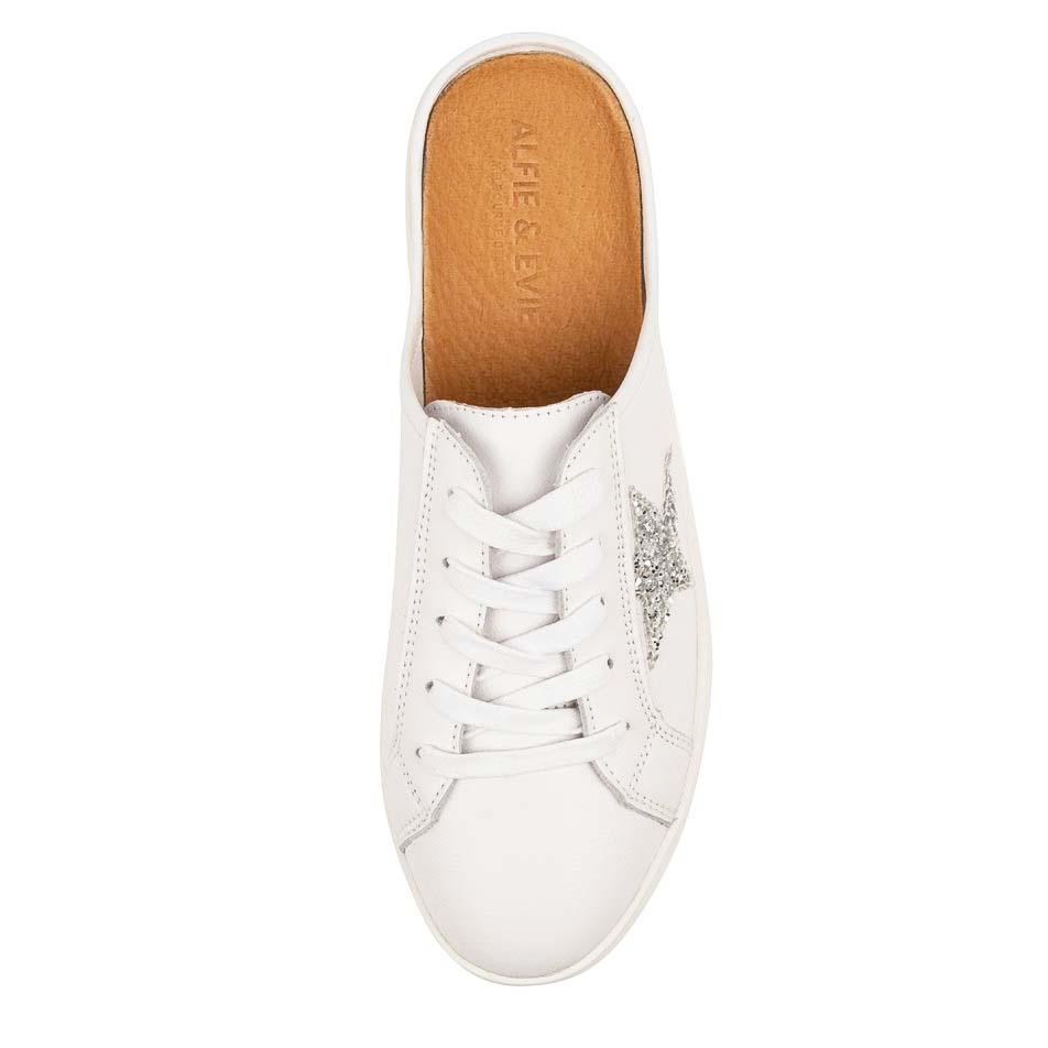 Women Mules ALFIE & EVIE VANGO WHITE SILVER - Zeke Collection