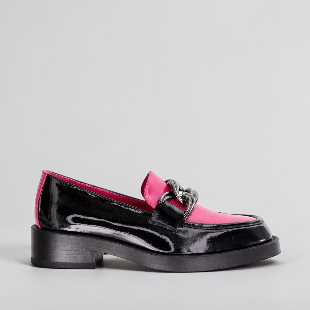 BRESLEY PLASMA BLACK HOT PINK - Women Loafers - Collective Shoes 
