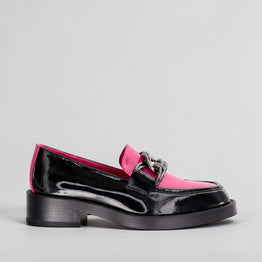 BRESLEY PLASMA BLACK HOT PINK - Women Loafers - Collective Shoes 