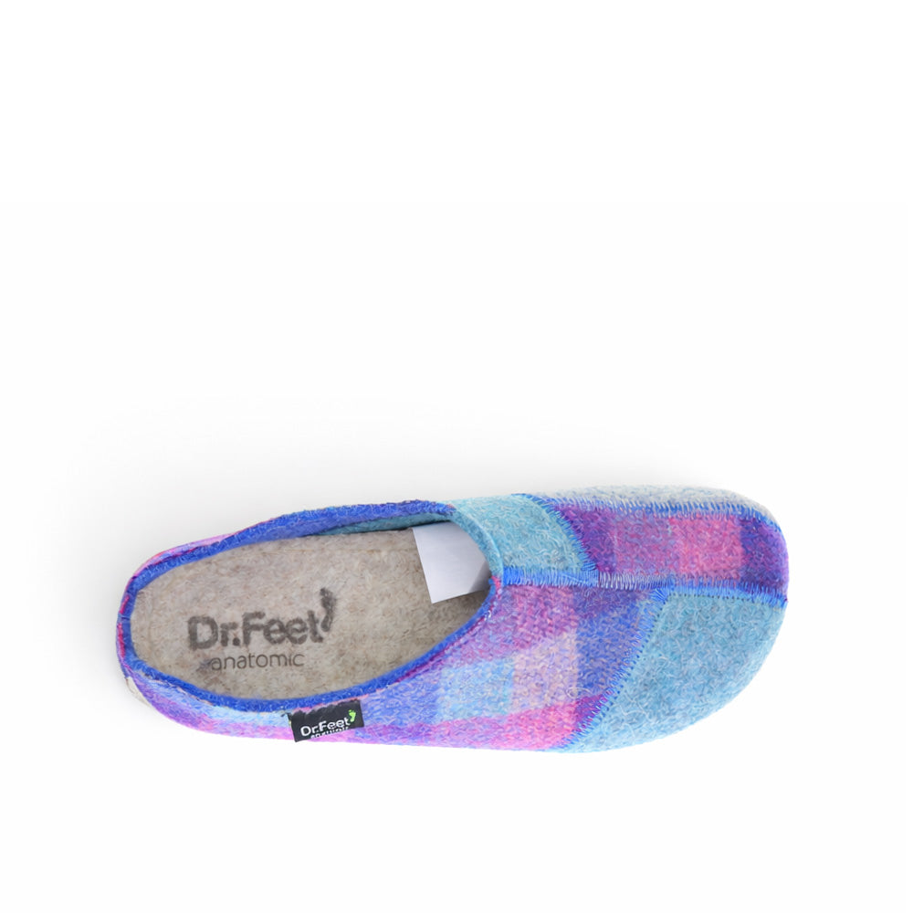 DR FEET HILDA PURPLE TARTAN - Women slippers - Collective Shoes 