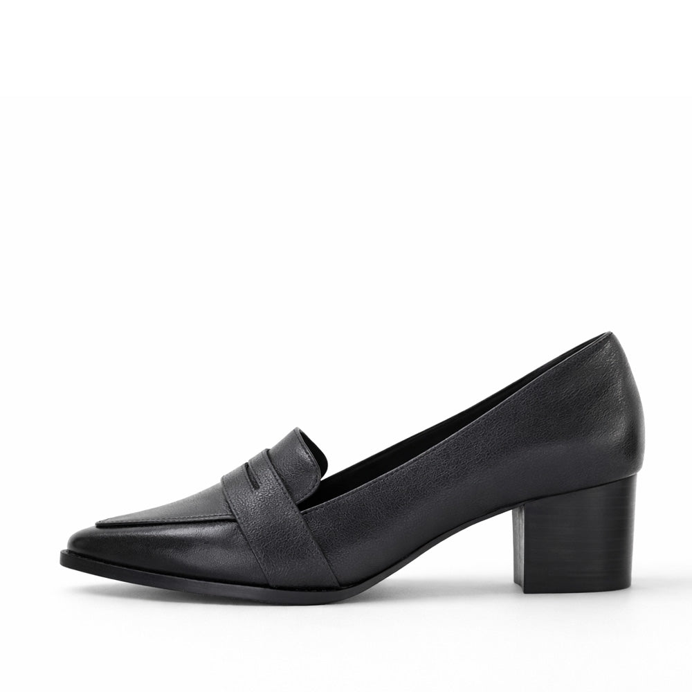 ZIERA VAMITY BLACK LEATHER - Women Heels - Collective Shoes 