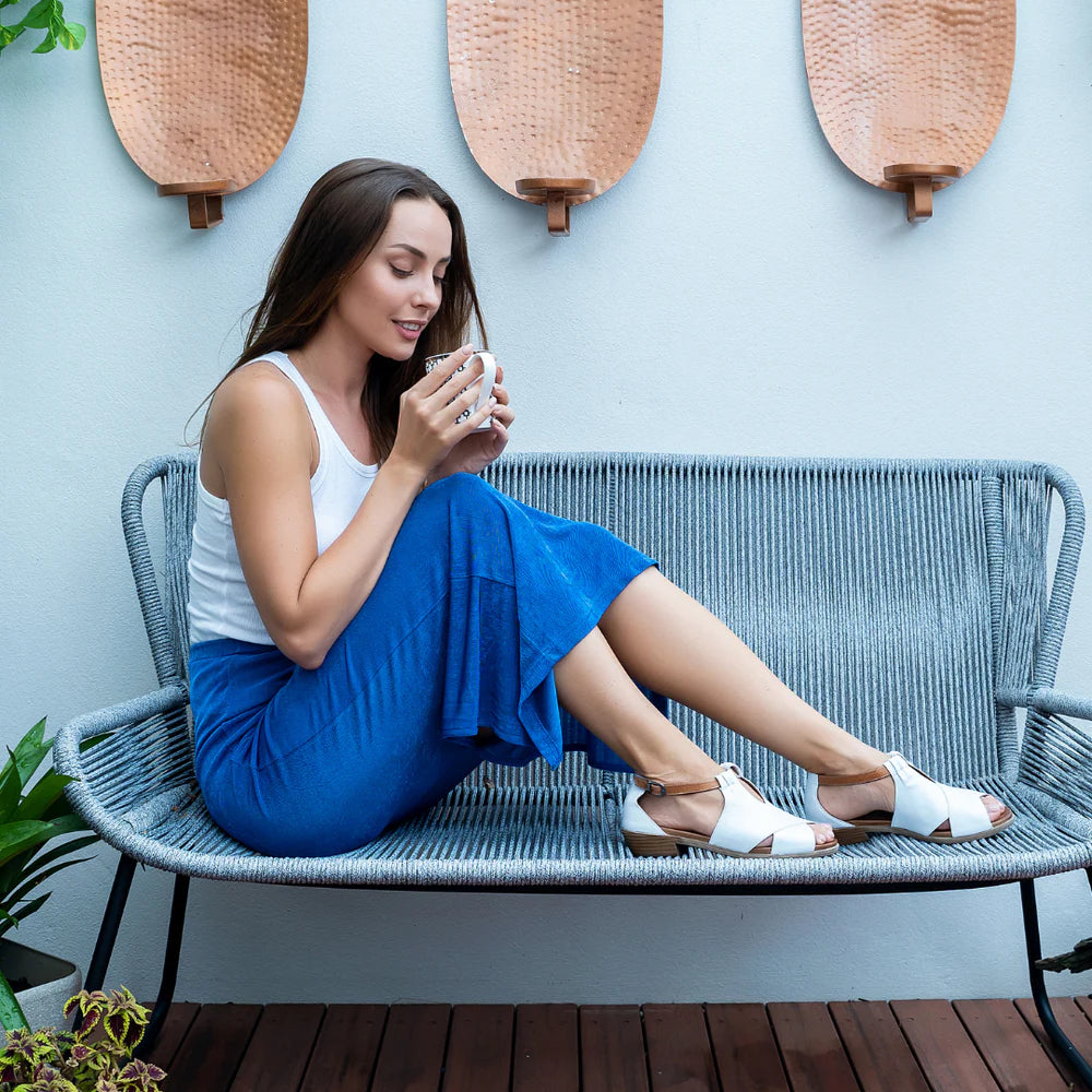 LE SANSA DIGBY WHITE TAN - Women Sandals - Collective Shoes 