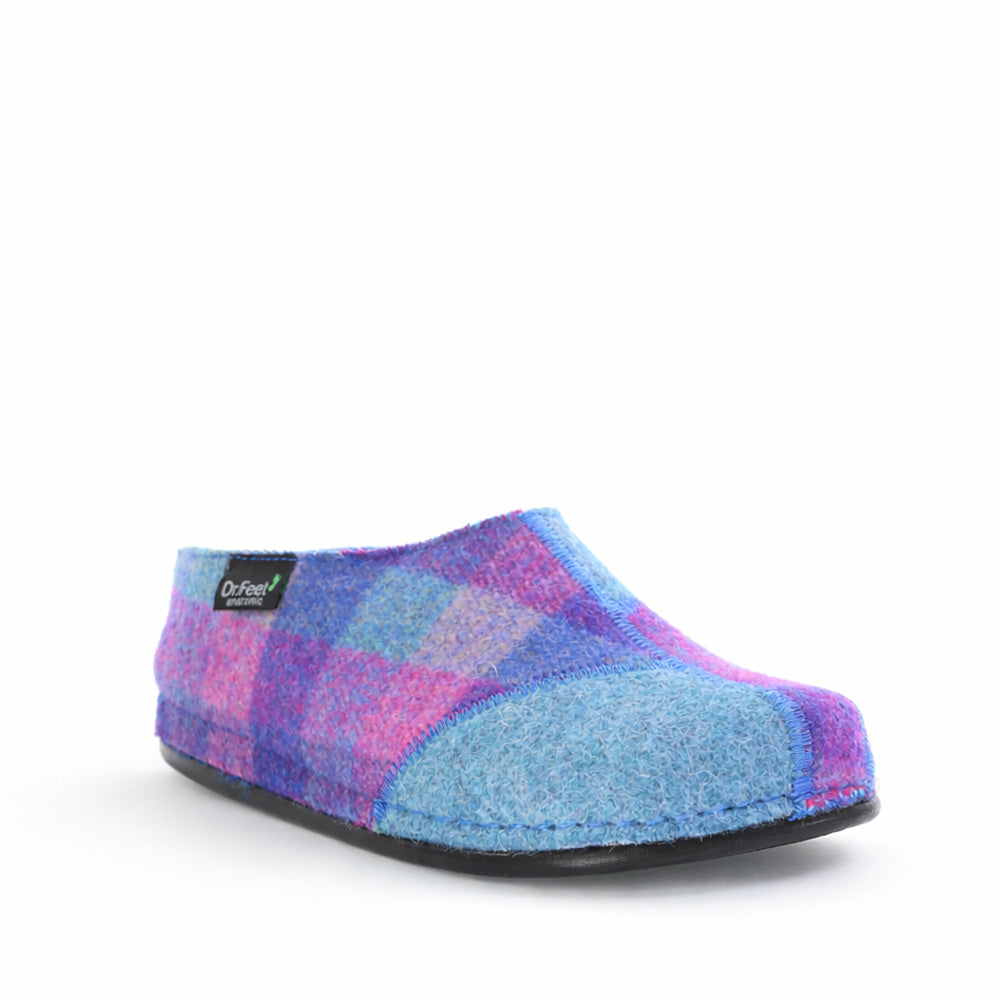 DR FEET HILDA PURPLE TARTAN - Women slippers - Collective Shoes 