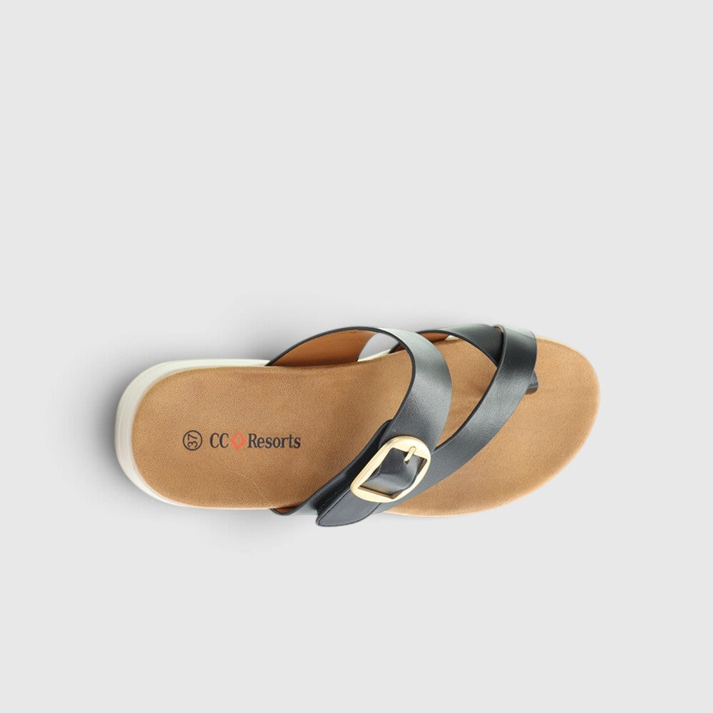 CC RESORTS DOMINO BLACK - Women Slides - Collective Shoes 