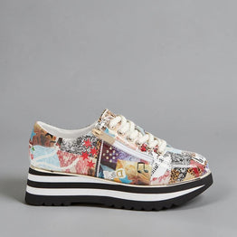 DJANGO & JULIETTE EAMMES COLLAGE PRINT PATENT - Women Sneakers - Collective Shoes 