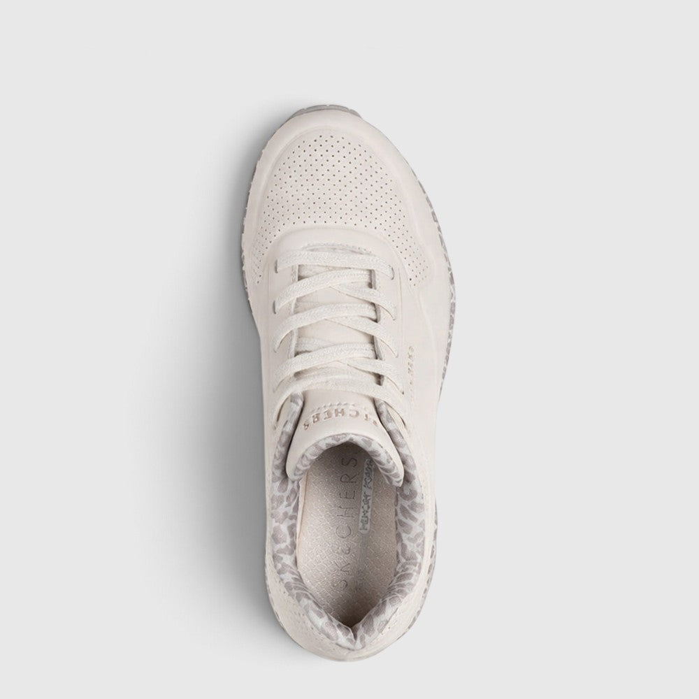 SKECHERS UNO WHITE LEOPARD