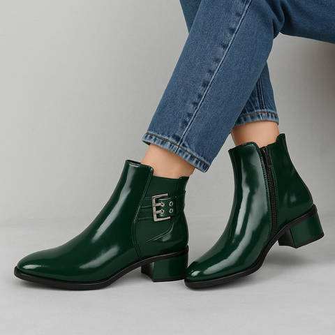 LE SANSA ROMY BOTTLE GREEN - Women Boots - Collective Shoes 