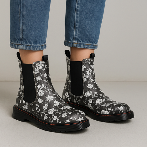 LE SANSA DINGO BLACK FLORAL - Women Boots - Collective Shoes 