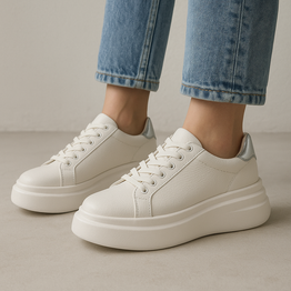 TAMARA LONDON BAILEY WHITE SILVER - Women Sneakers - Collective Shoes 