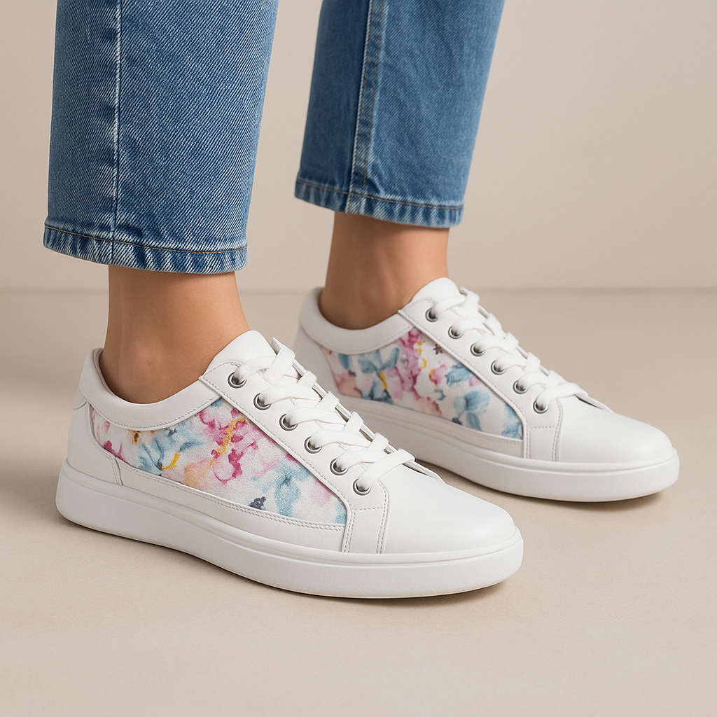 ZIERA DANNI WHITE FLORAL EMBOSSED - Women sneakers - Collective Shoes 