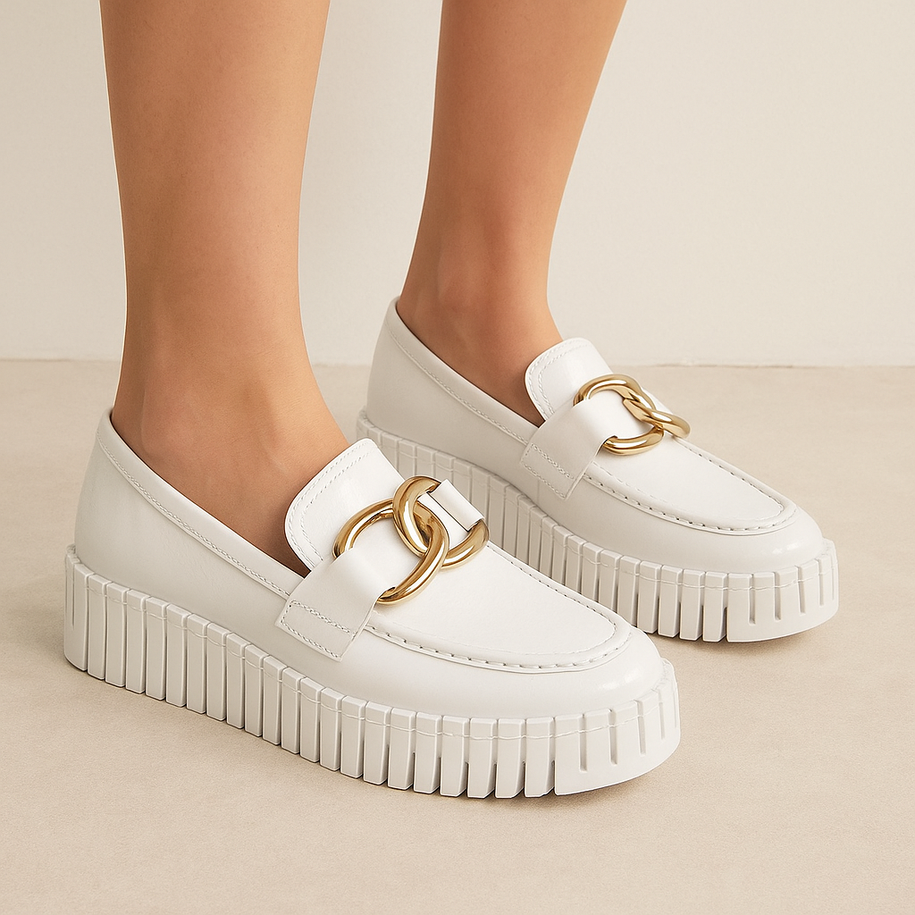 DJANGO & JULIETTE BRONTIS WHITE PATENT - Women Loafers - Collective Shoes 