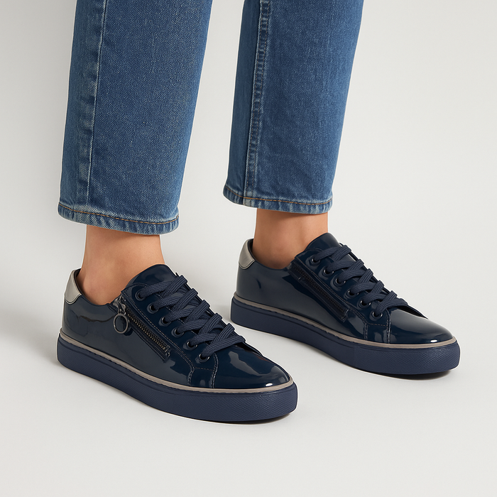 ZIERA PAMELA NAVY PEWTER PATENT - Women sneakers - Collective Shoes 