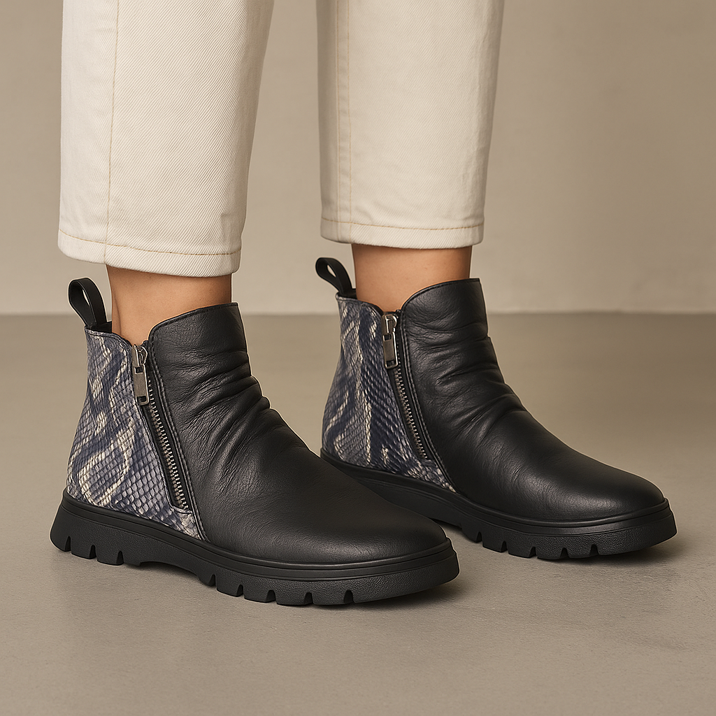 LE SANSA RUBEL BLACK PRINT - Women Boots - Collective Shoes 