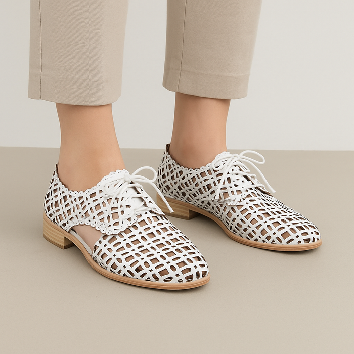 DJANGO & JULIETTE AMRITA WHITE - Women Oxford / Brogue Shoes - Collective Shoes 
