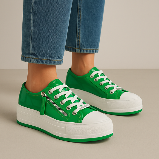 DJANGO & JULIETTE GIZA EMERALD PATENT - Women Sneakers - Collective Shoes 