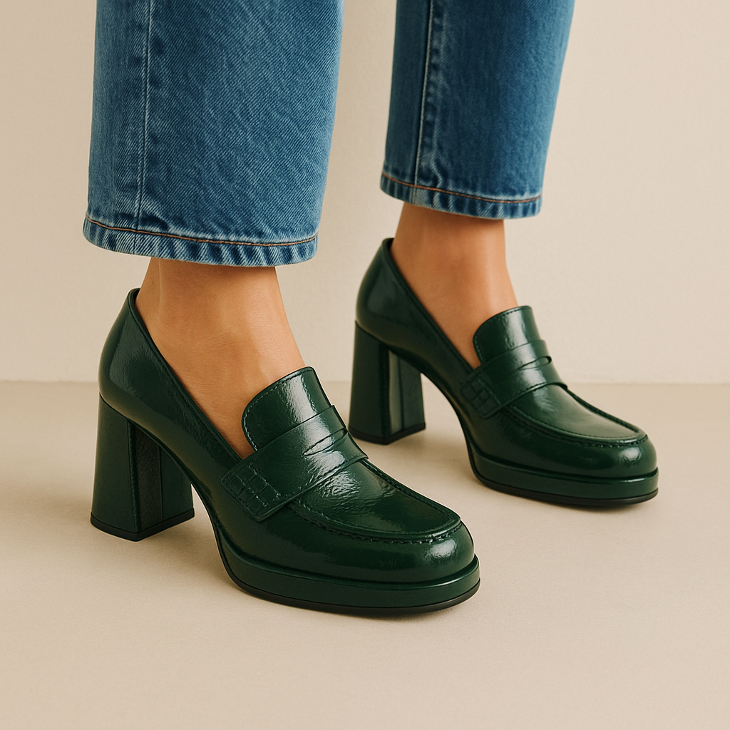 BRESLEY SMALE PETROL PATENT - Women Heels - Collective Shoes 