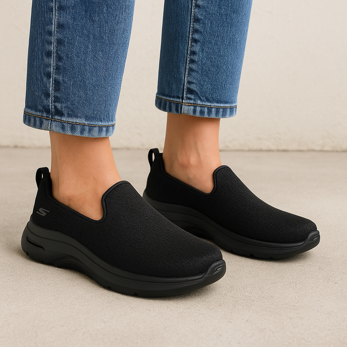 SKECHERS GO WALK ARCH FIT 2.0 BLACK - Women Slip-ons - Collective Shoes 