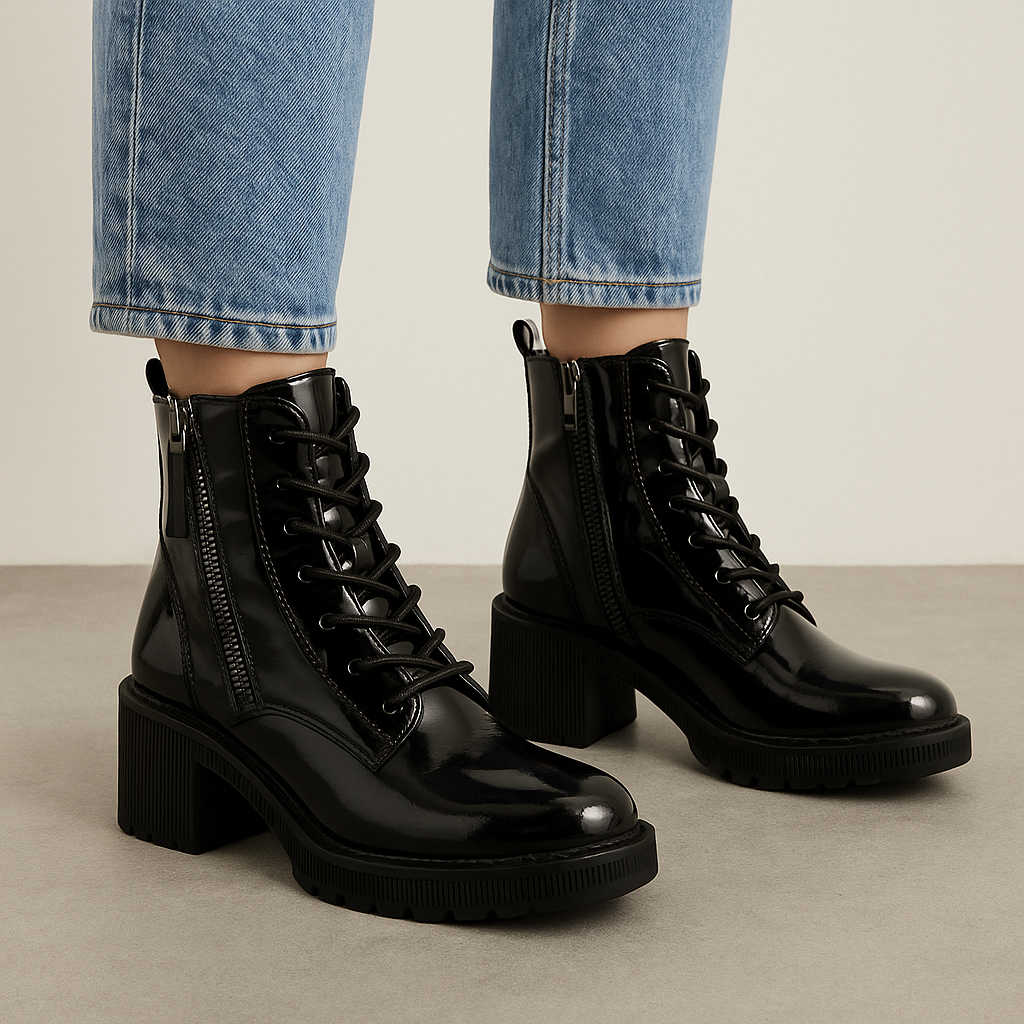 DJANGO & JULIETTE ZYAN BLACK PATENT - Women Boots - Collective Shoes 