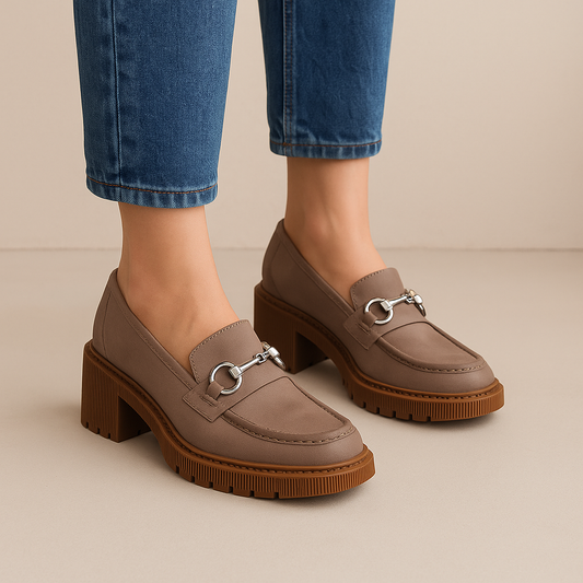 DJANGO & JULIETTE ZOEY MUD LEATHER - Women Loafers - Collective Shoes 