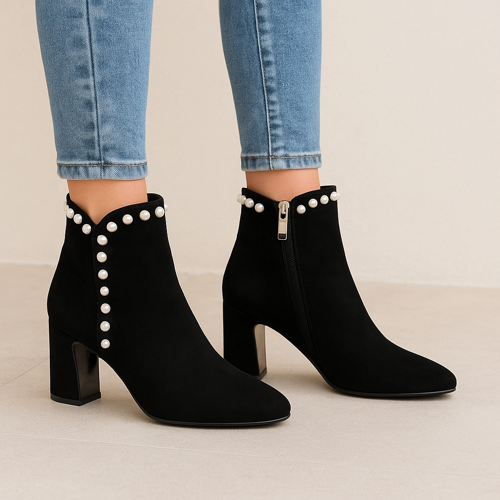 DJANGO & JULIETTE KENDALE BLACK SUEDE PEARL - Women Boots - Collective Shoes 