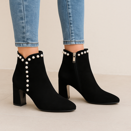DJANGO & JULIETTE KENDALE BLACK SUEDE PEARL - Women Boots - Collective Shoes 