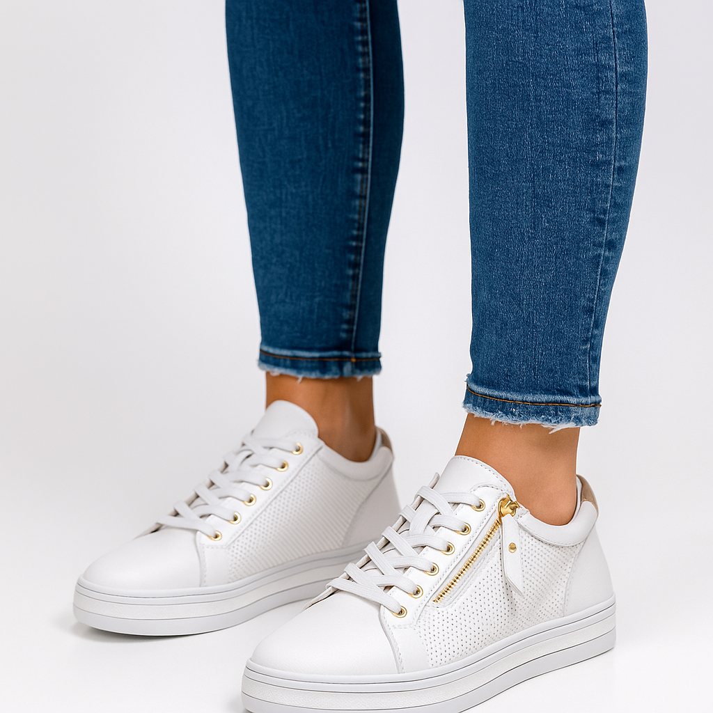 ALFIE & EVIE PINNY WHITE GOLD - Women Sneakers - Collective Shoes 