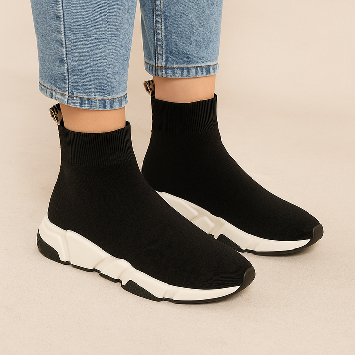 Betty Black/Leopard Ribbon - Women Boots - Collective Shoes 