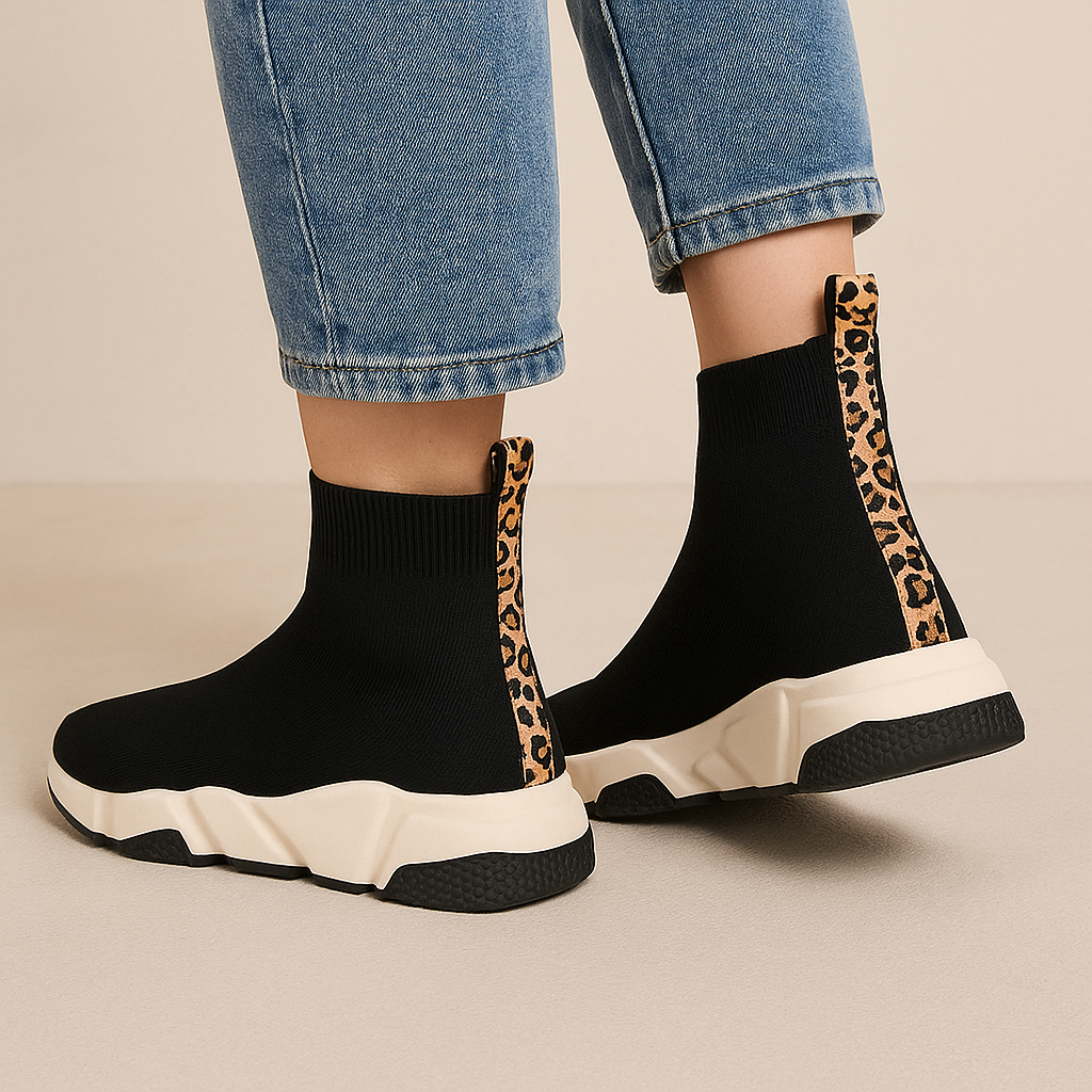 Betty Black/Leopard Ribbon - Women Boots - Collective Shoes 