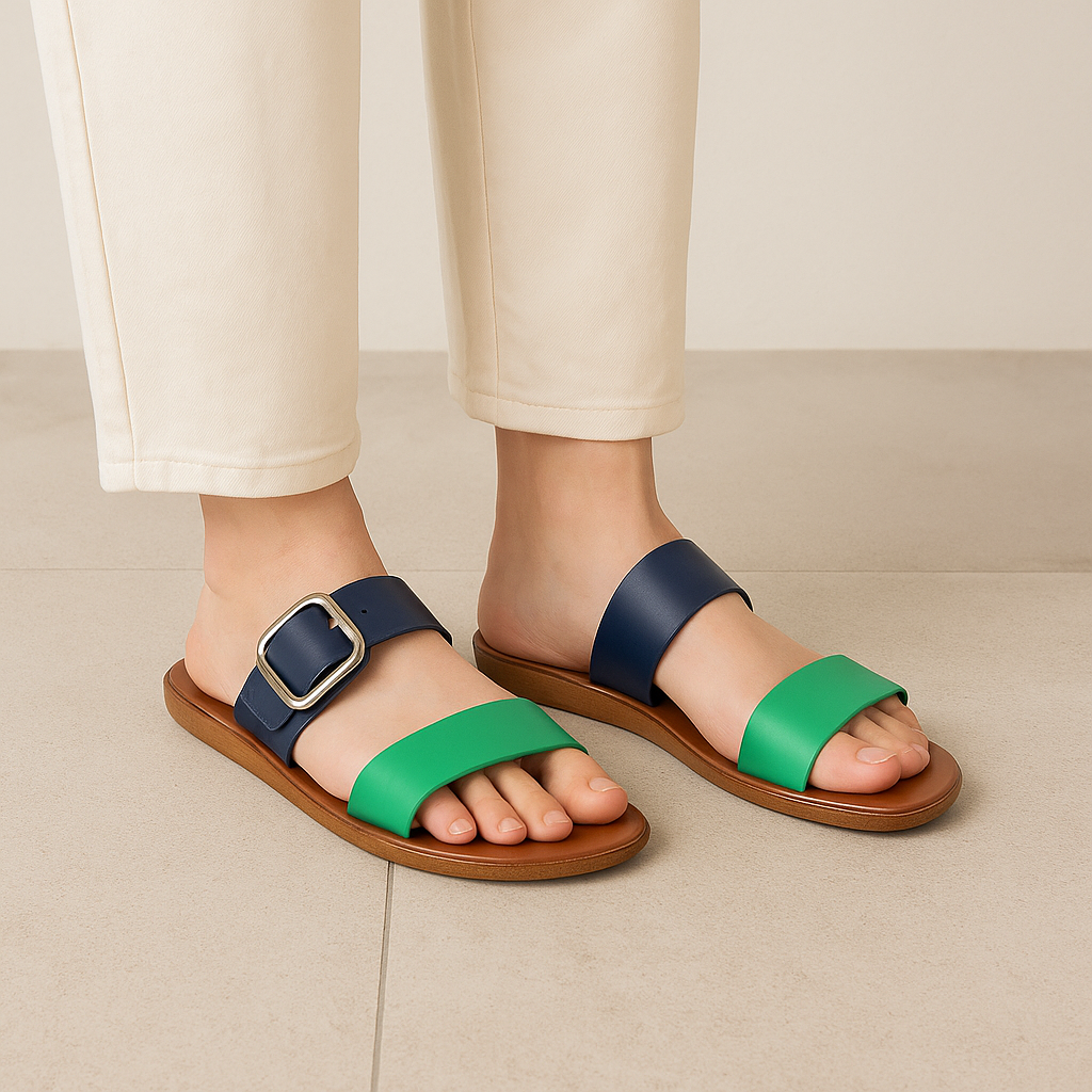 VS TREADS VELMA EMERALD NAVY - Women slippers - Collective Shoes 