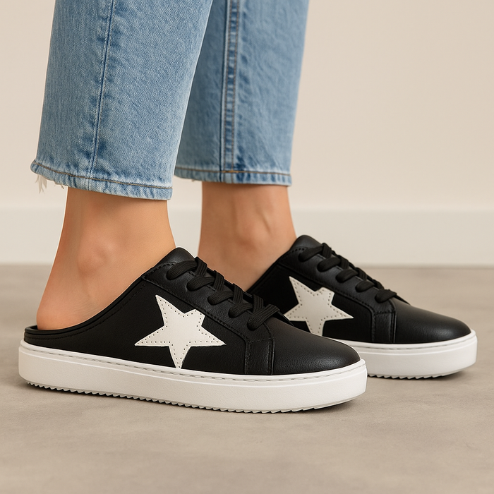 ALFIE & EVIE VANGO BLACK SILVER - Women Flats - Collective Shoes 
