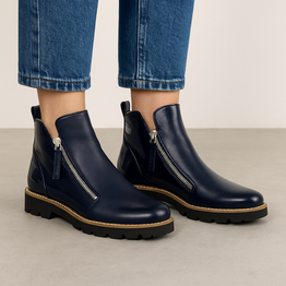 DJANGO & JULIETTE DOTTIZ NAVY PATENT - Women Boots - Collective Shoes 