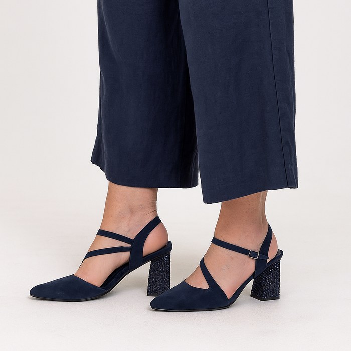DJANGO & JULIETTE LAHTI NAVY SUEDE - Women Heels - Collective Shoes 