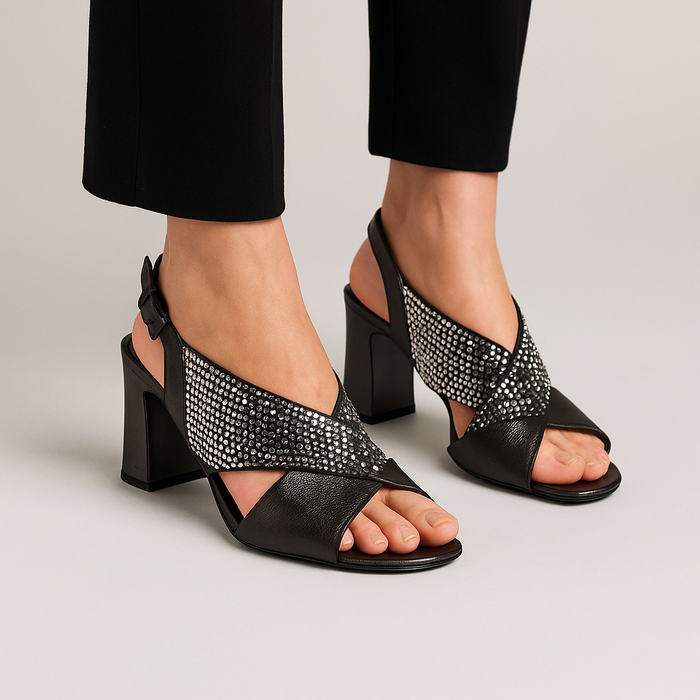 DJANGO & JULIETTE KONDUCT BLACK  SHIMMER - Women Sandals - Collective Shoes 