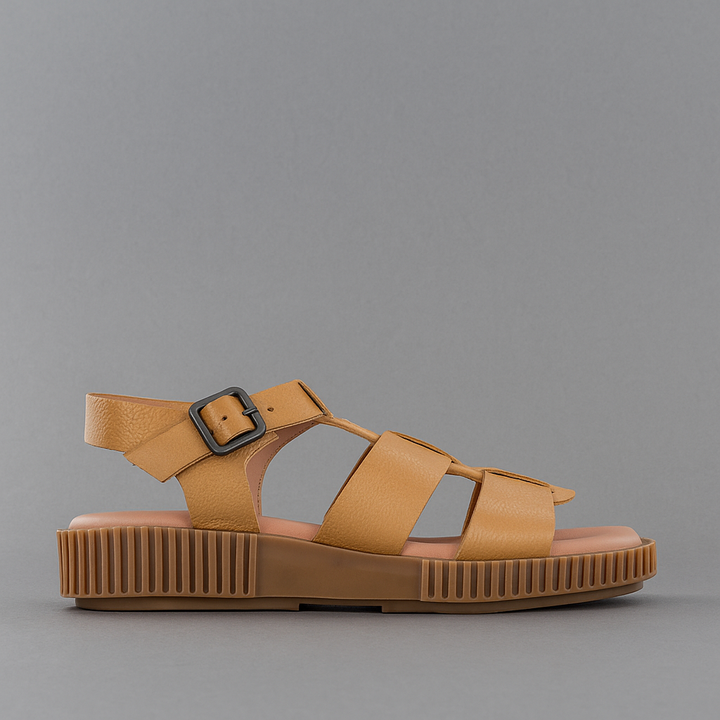 DJANGO & JULIETTE ITALA COGNAC LT CHOC SOLE - Women Sandals - Collective Shoes 