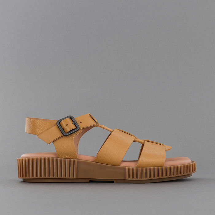 DJANGO & JULIETTE ITALA COGNAC LT CHOC SOLE - Women Sandals - Collective Shoes 