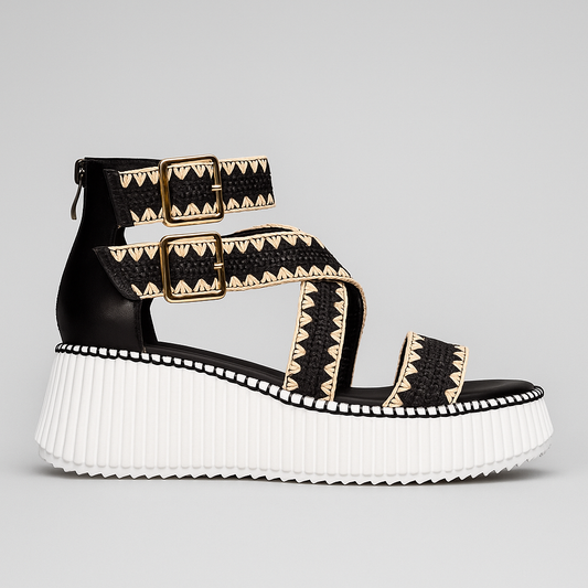MINX PLAZA WOVEN BLACK RAFFIA