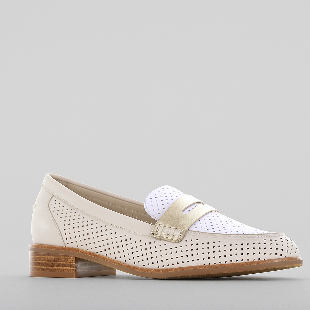 BRESLEY AFRICA EGRET COMBO - Women Loafers - Collective Shoes 