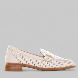 BRESLEY AFRICA EGRET COMBO - Women Loafers - Collective Shoes 