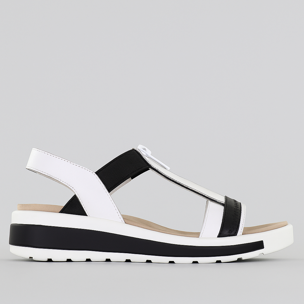 ZIERA GISTA WHITE BLACK - Women Sandals - Collective Shoes 