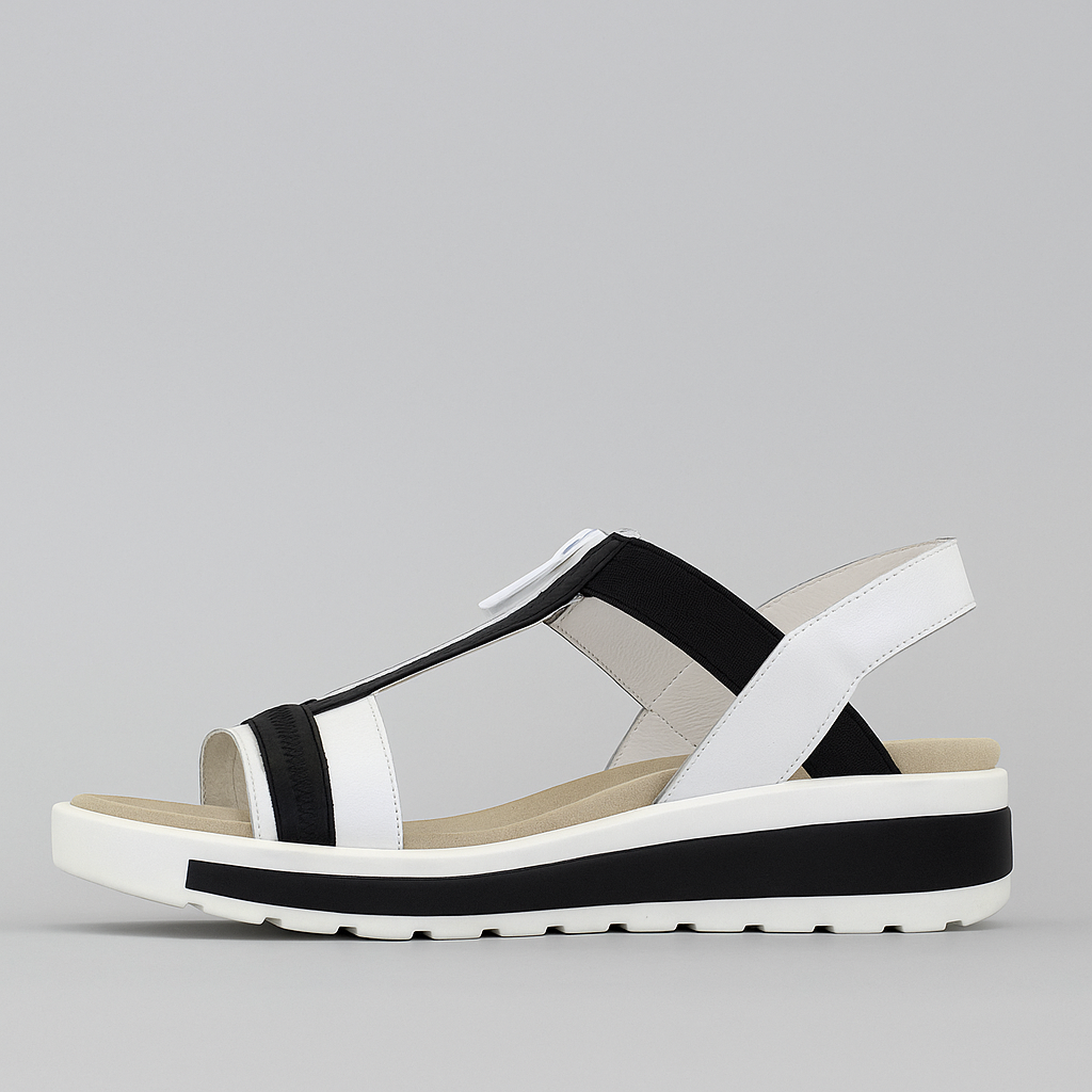 ZIERA GISTA WHITE BLACK - Women Sandals - Collective Shoes 