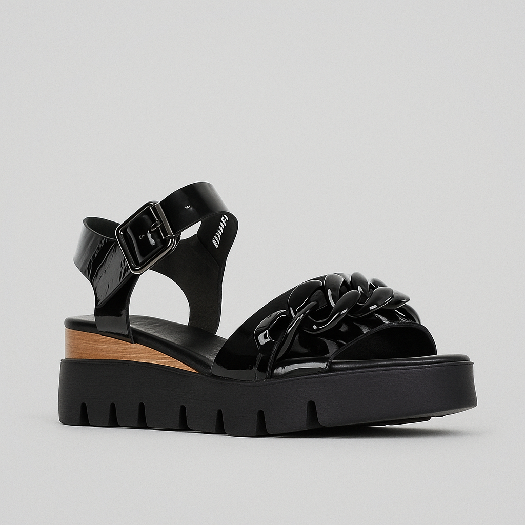 DJANGO & JULIETTE RACASSY BLACK PATENT - Women Sandals - Collective Shoes 