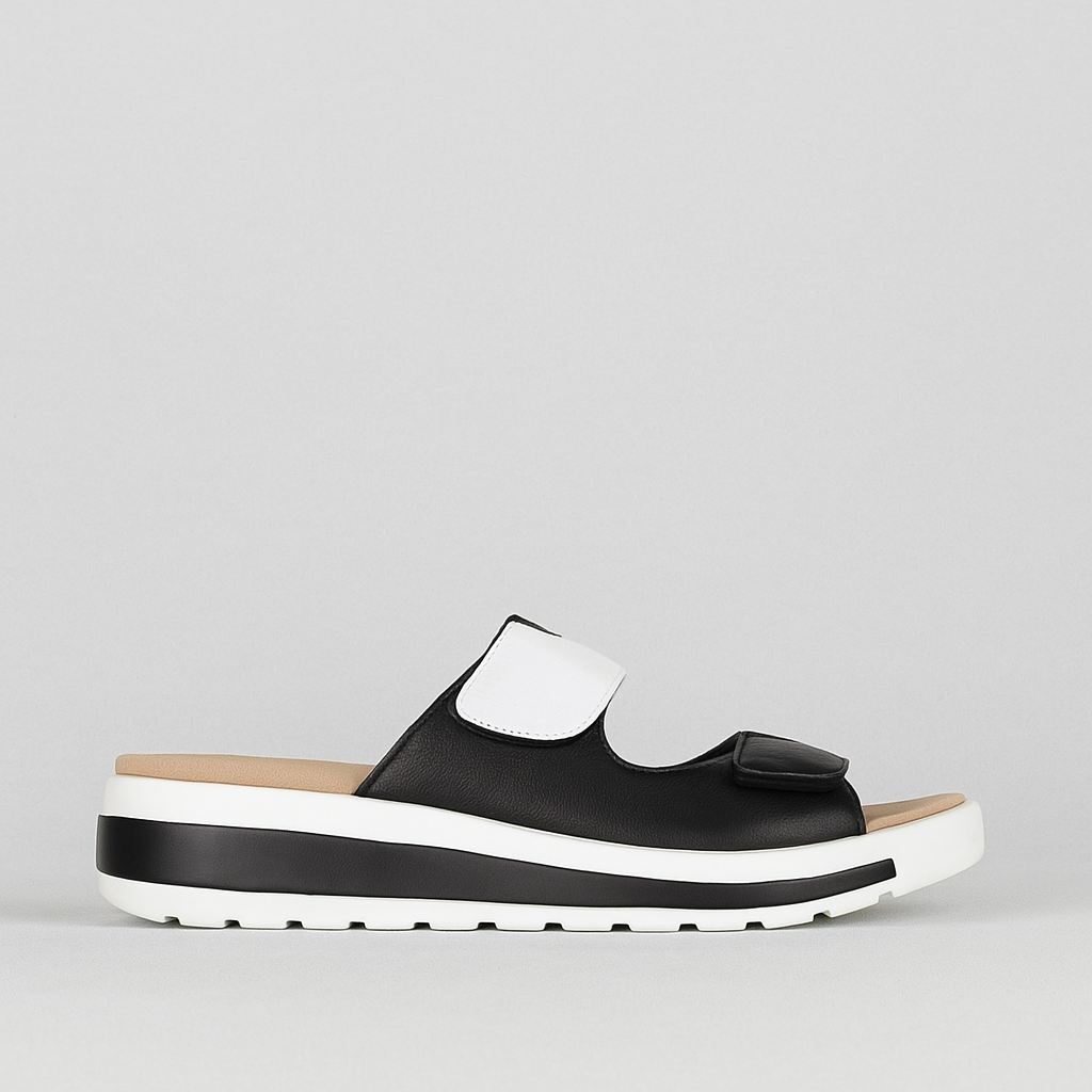 ZIERA GENRA BLACK WHITE - Women Sandals - Collective Shoes 