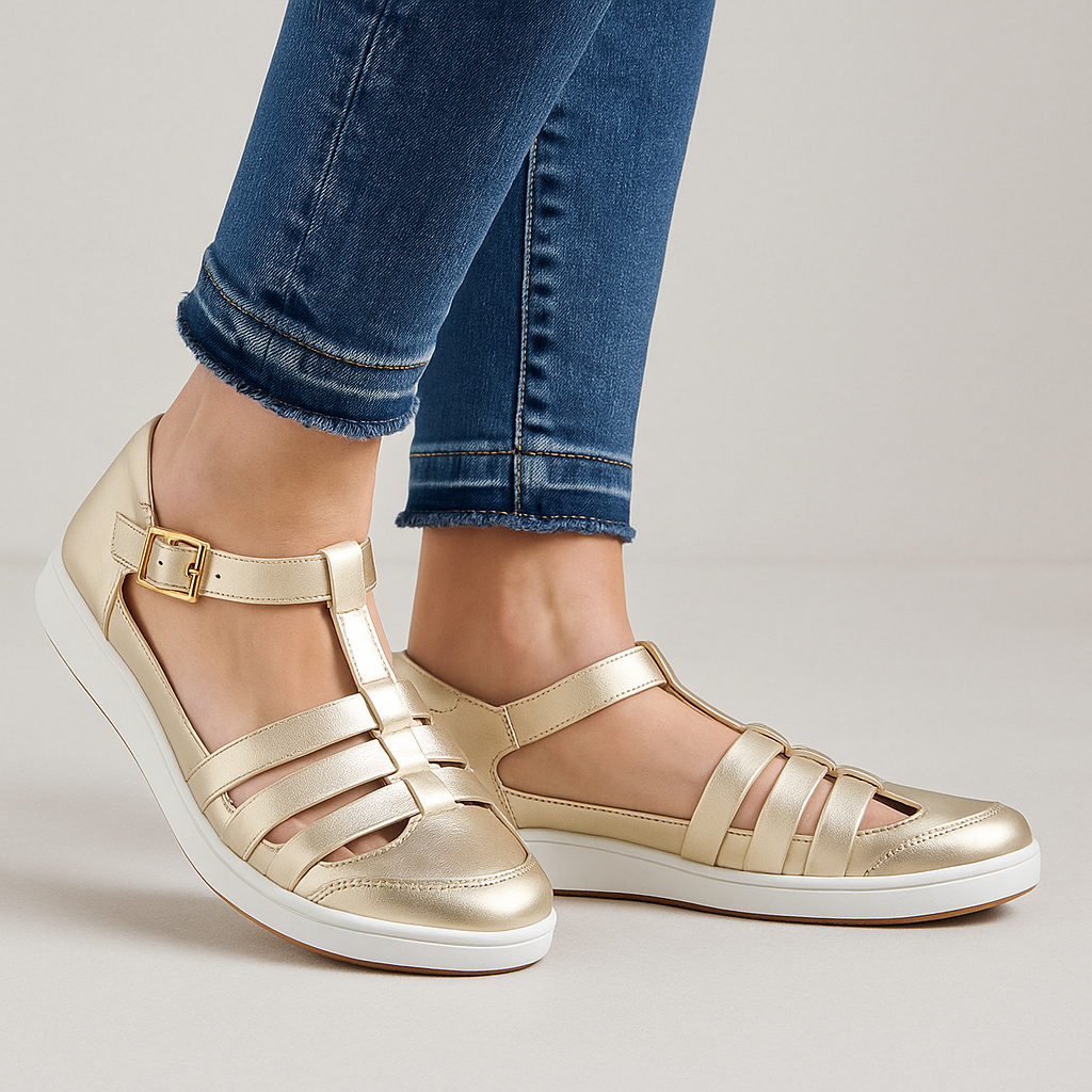 ZIERA DIANEY PALE GOLD WHITE - Women Sandals - Collective Shoes 