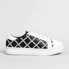 ALFIE & EVIE PLEAT WHITE BLACK - Women sneakers - Collective Shoes 